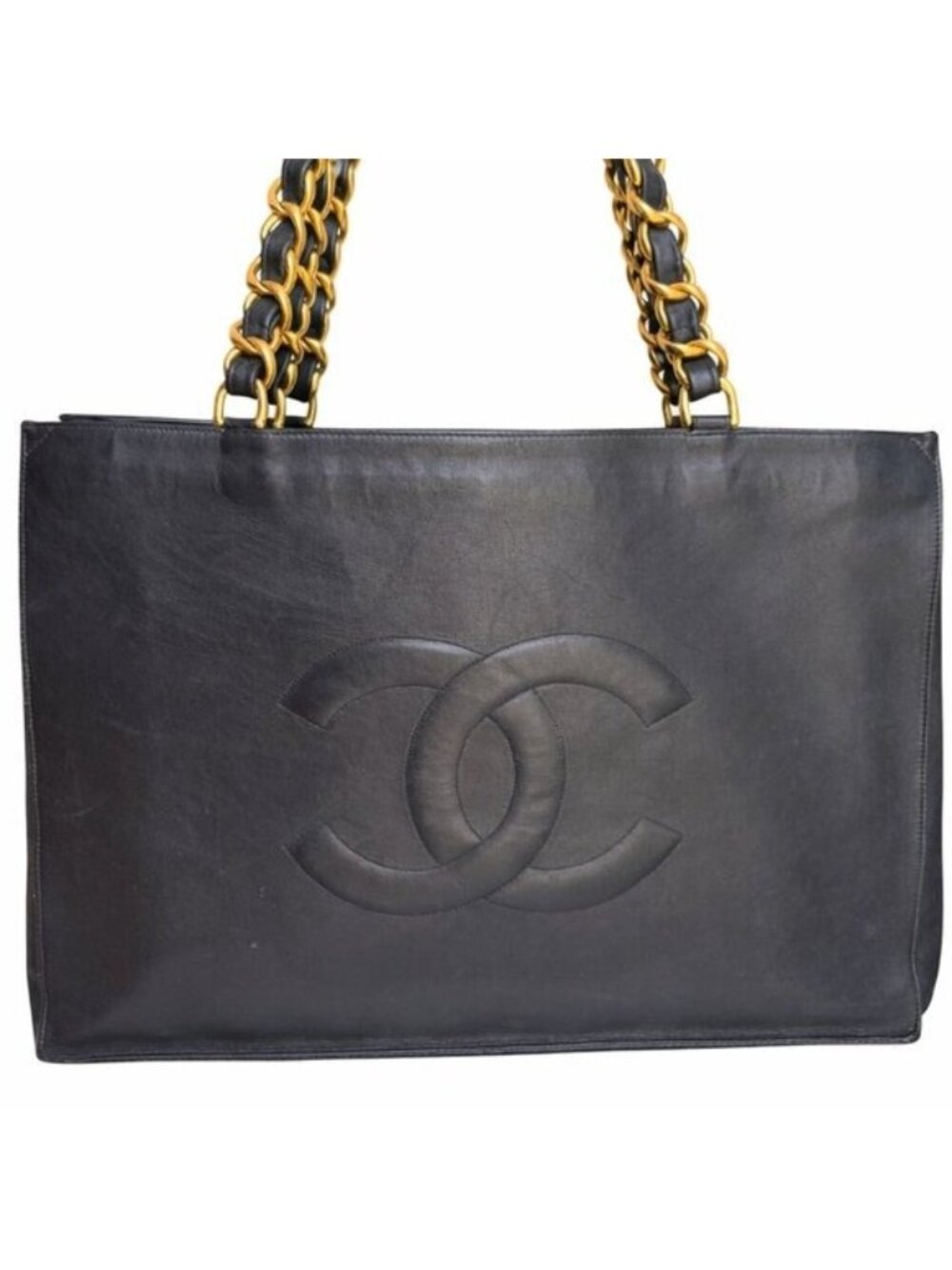 Authentic CHANEL Jumbo XL Shopping Tote Timeless Classic Black Lambskin Vintage - Picture 13 of 15